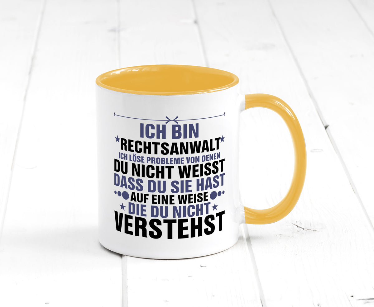 Löse Probleme: Rechtsanwalt | Anwalt Jurist v2 lustig Humor Geschenkidee Tasse