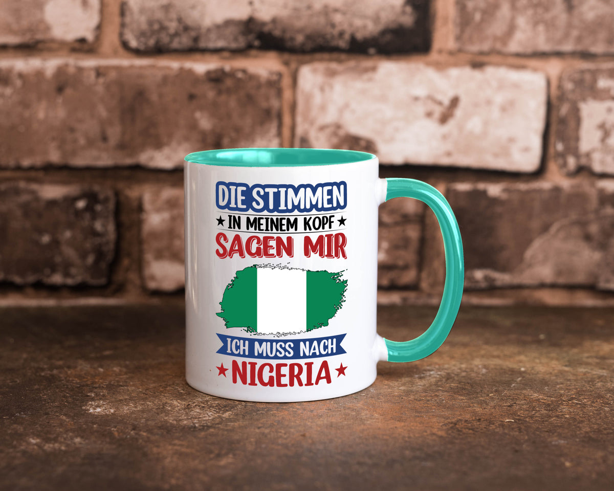 Nigeria | Urlaub Stimmen in meinem Kopf Traumland Geschenk Humor Geschenkidee Tasse