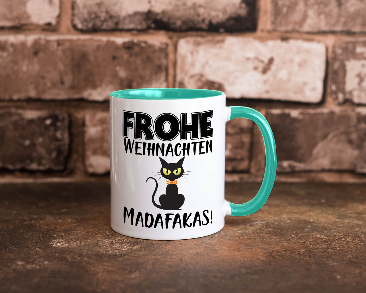 Frohe Weihnachten Madafakas! | Katze Tasse Vintage lustiger Spruch Geschenk