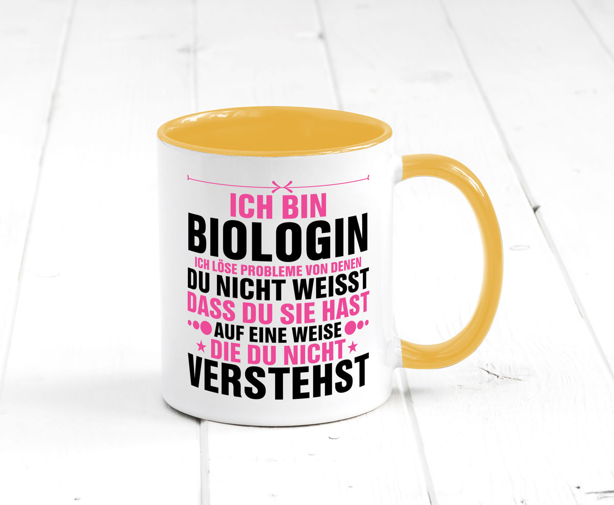 Löse Probleme: Biologin | Biologie Naturforscherin lustig Humor Geschenkidee Tasse