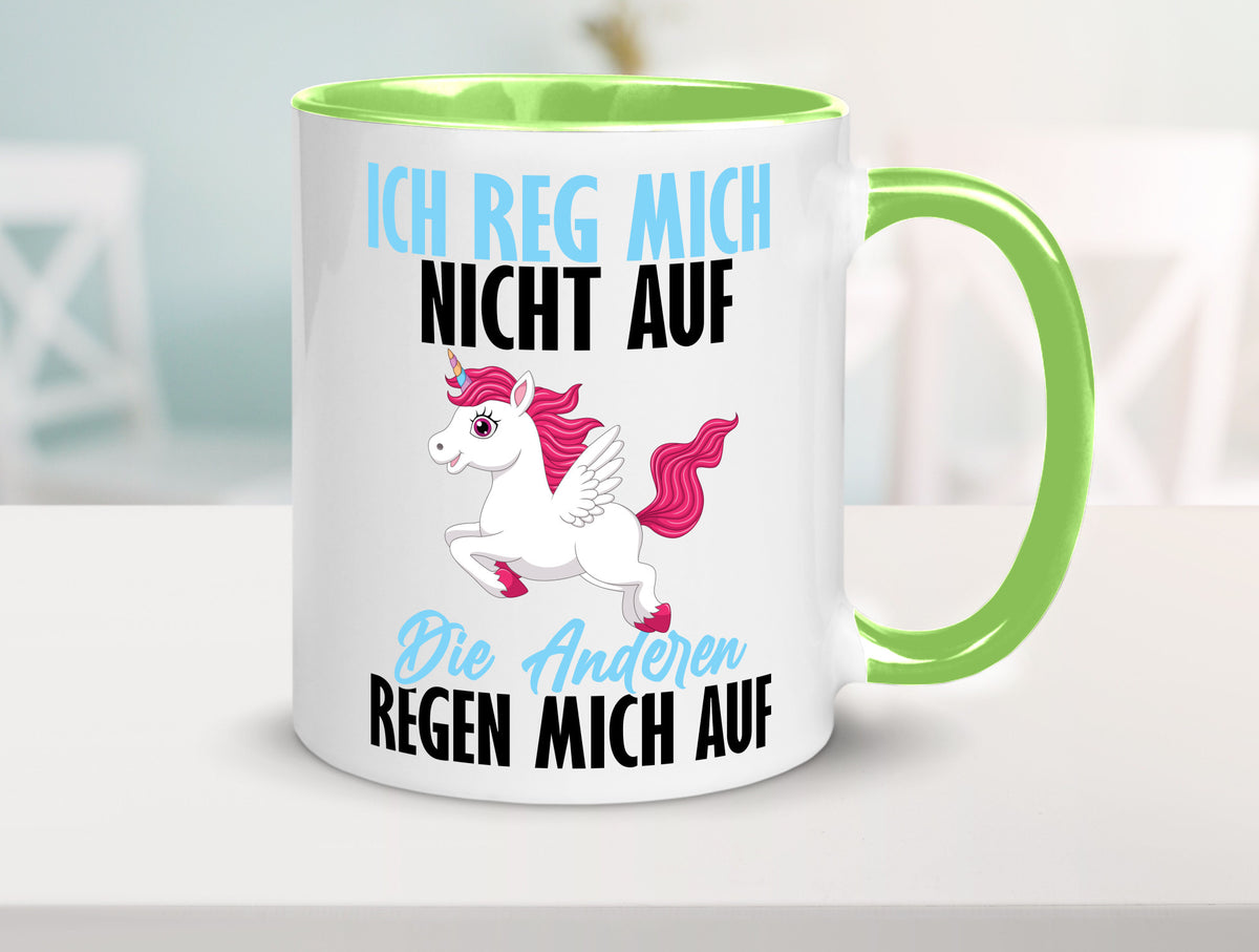 Ich reg mich nicht auf lustiger Spruch Geschenk Humor Geschenkidee Tasse