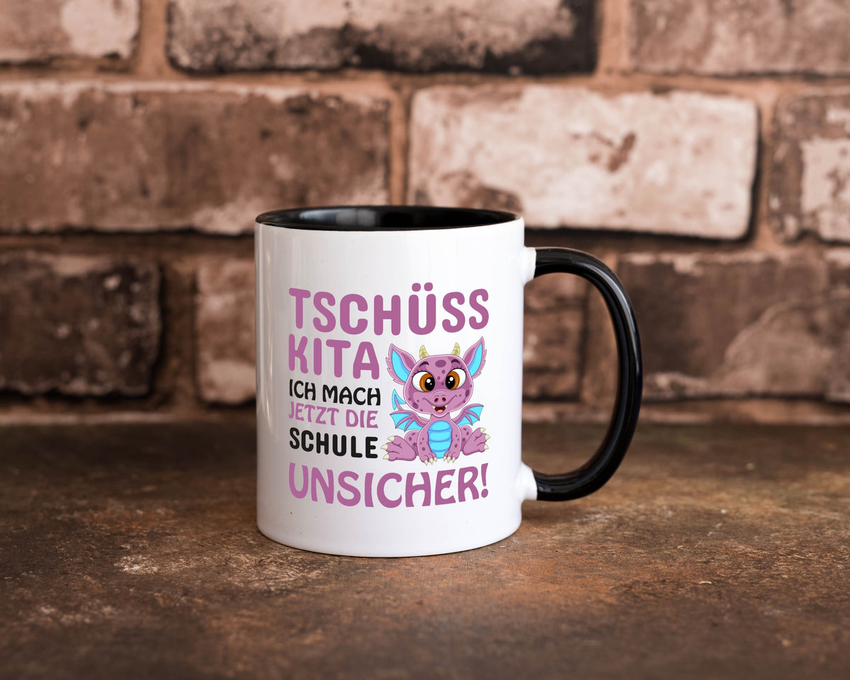 Tschüss Kita | Einschulung süßer Drachen Schulstart lustiger Spruch Geschenk Tasse