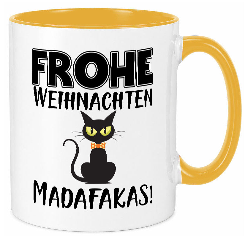 Frohe Weihnachten Madafakas! | Katze Tasse Vintage lustiger Spruch Geschenk