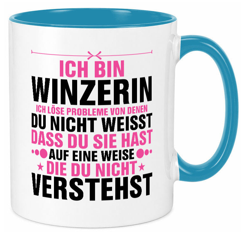 Löse Probleme: Winzerin | Weinbauer Wein Humor Geschenkidee Tasse