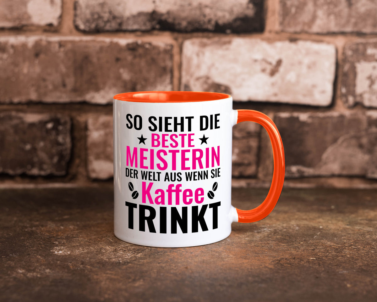 Kaffee trinkt: Meisterin | Meisterbrief Humor Geschenkidee Tasse