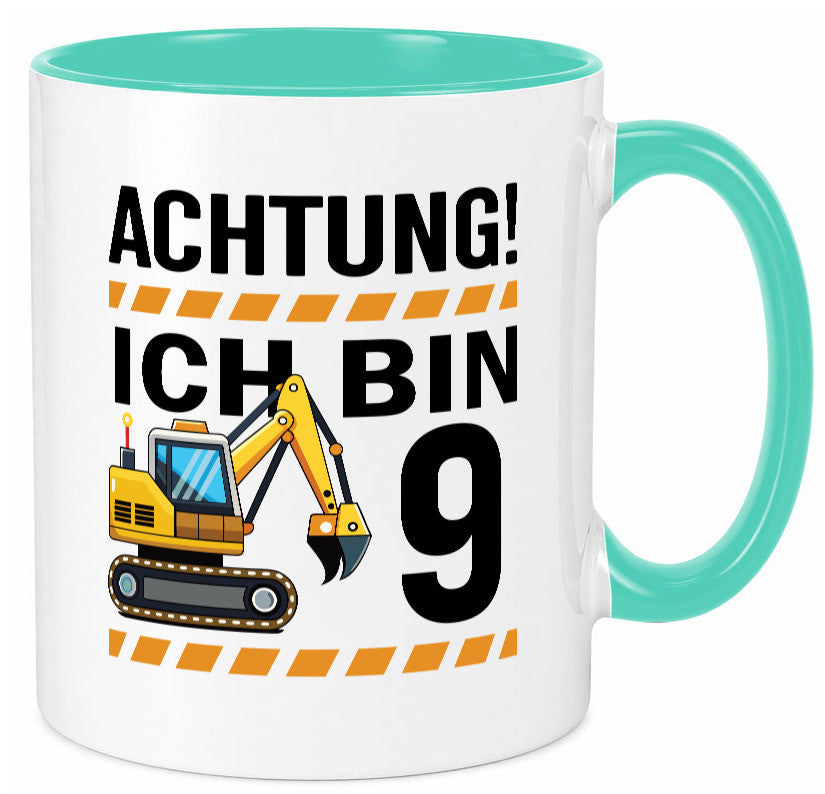 9 Geburtstag Ich bin | Bagger Junge lustiger Spruch Geschenk Geschenkidee Tasse