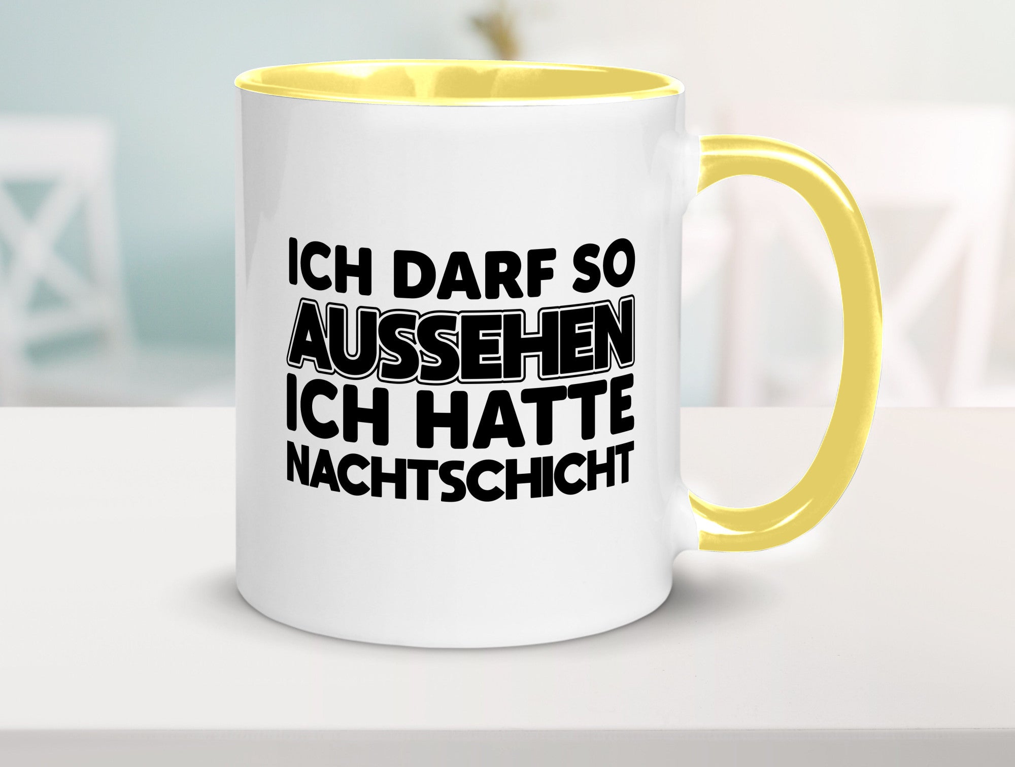 Ich darf so aussehen | Nachtschicht Arbeit lustig Kollegen Büro Geschenk Tasse