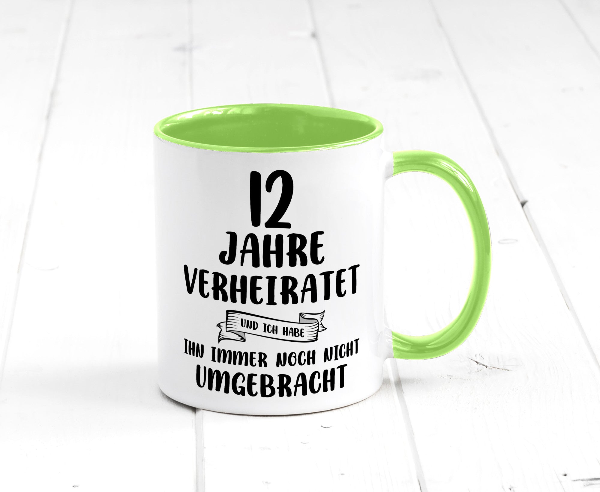 12 Jahre Verheiratet, immer noch am Leben! Geschenkidee Humor Tasse