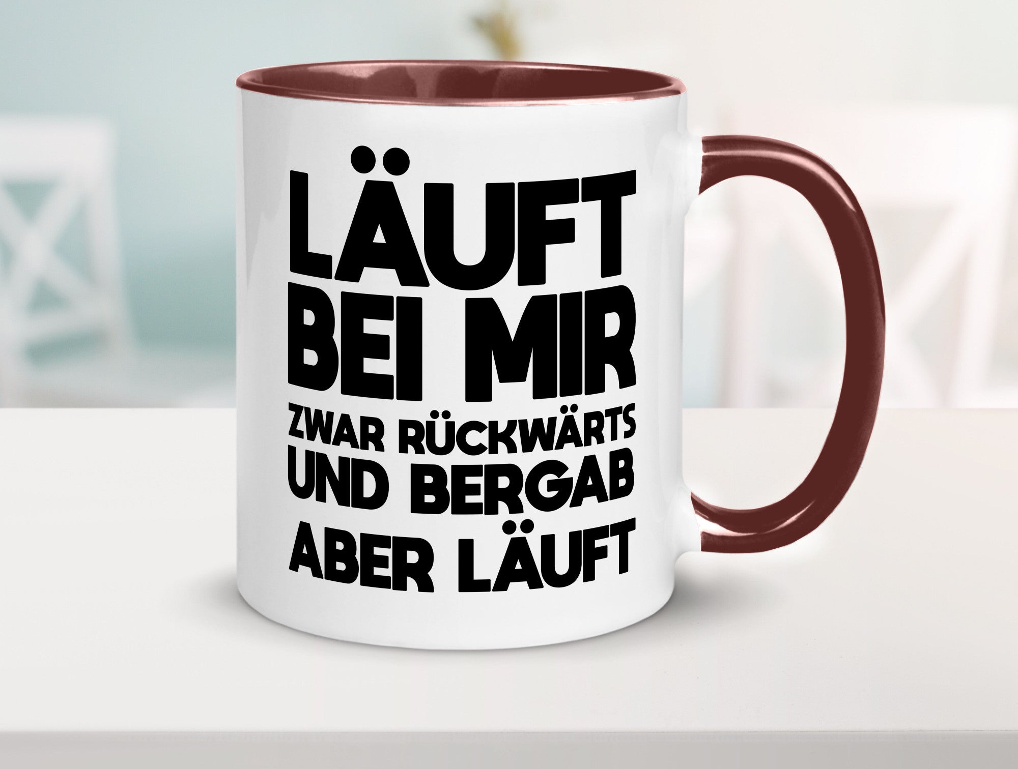 Läuft bei mir | Rückwerts aber Motivation Geschenkidee Humor Tasse
