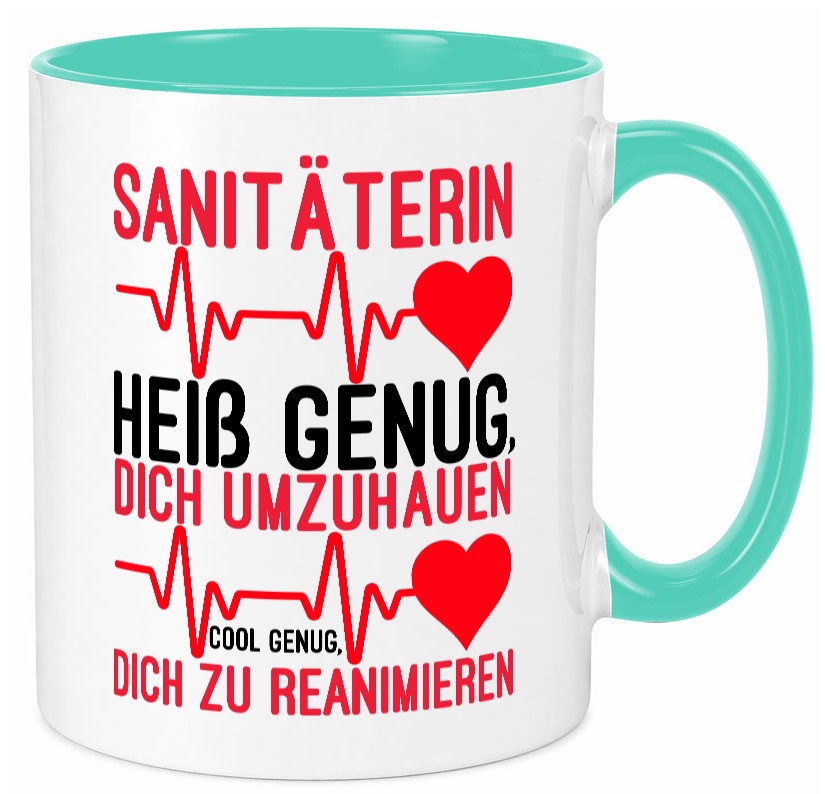 Heiße Sanitäterin | Reanimation Puls Rettungsdienst lustiger Spruch Geschenk Tasse