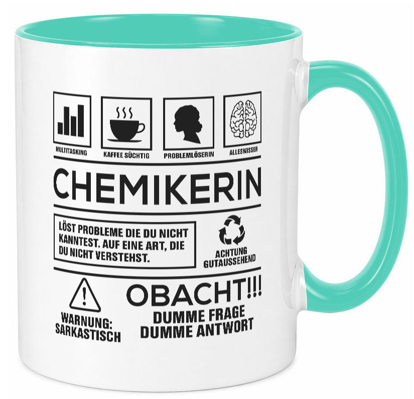 Achtung Probleme Chemikerin | Chemie Labor Wissenschaft Geschenk Humor Tasse