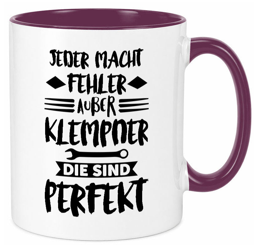 Jeder macht fehler nur Klempner sind Perfekt Humor Geschenkidee Tasse