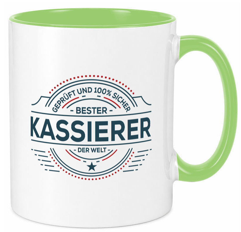 Geprüft und sicher: Kassierer lustig Humor Geschenkidee Geschenk Tasse