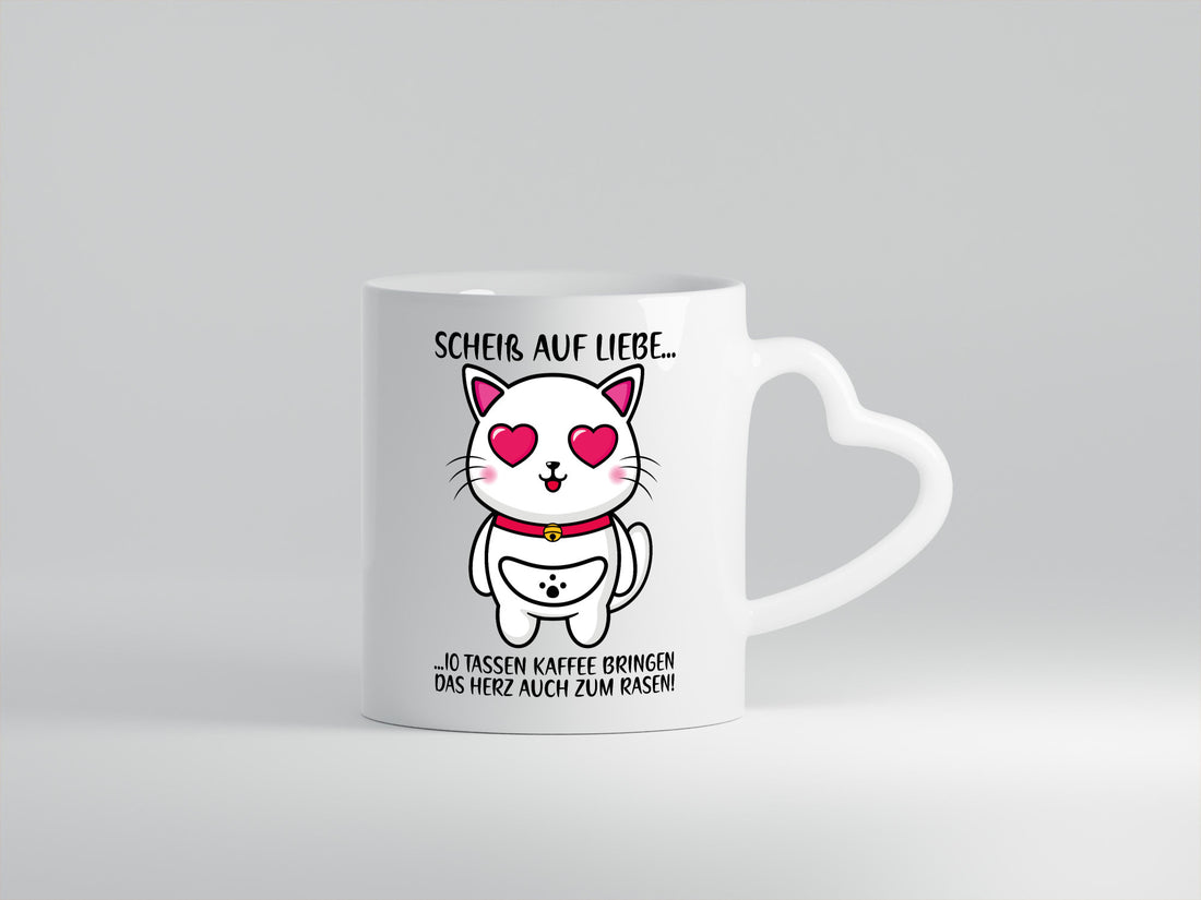 Scheiß auf Liebe | Katze mit Herzen Kaffee Kaffeetrinker Geschenkidee