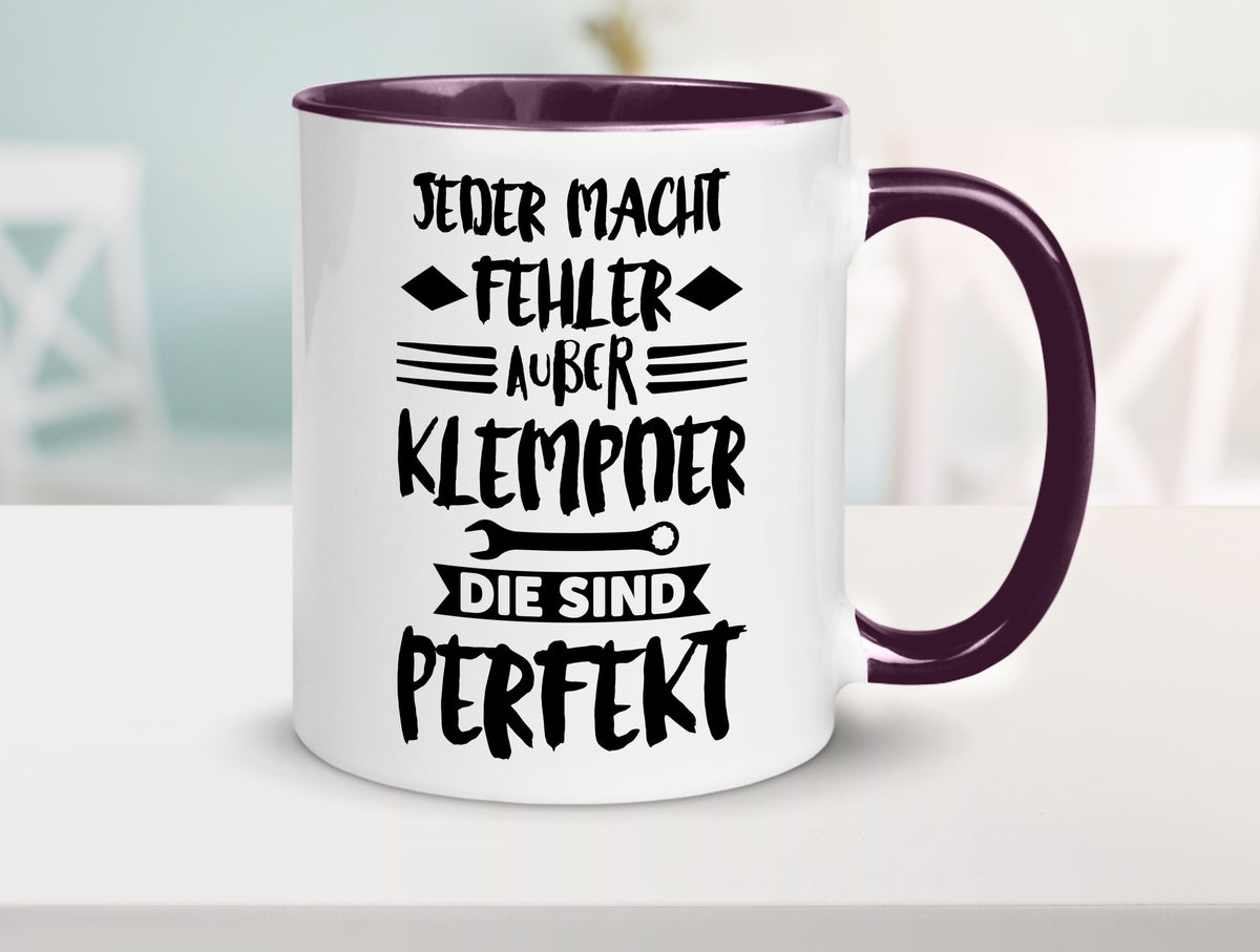 Jeder macht fehler nur Klempner sind Perfekt Humor Geschenkidee Tasse