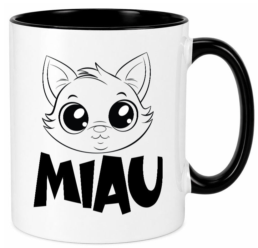 Miau | Katze Geschenkidee Tierliebhaber Humor Tasse
