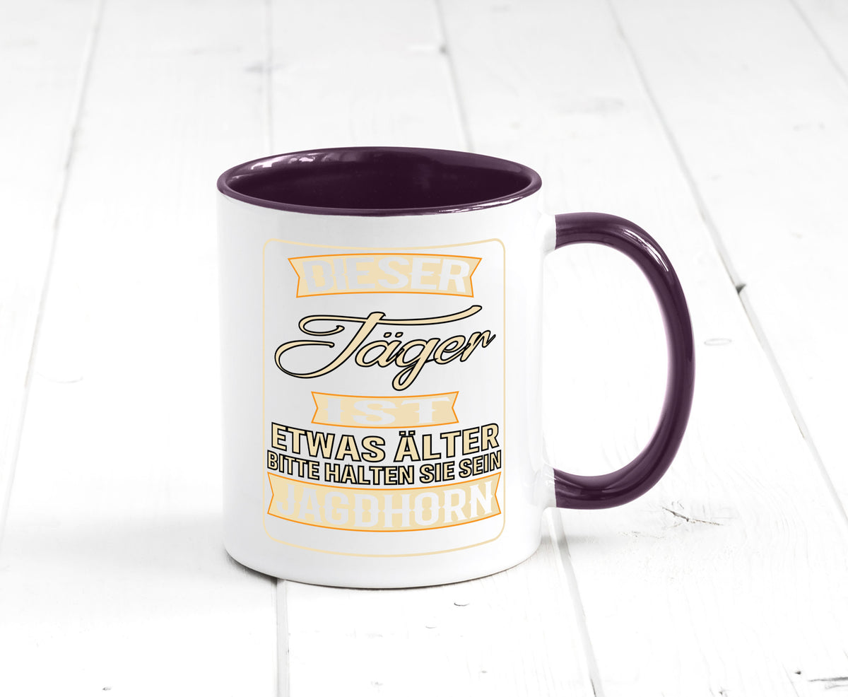 Dieser Jäger ist etwas Älter halten sie sein Jagthorn lustiger Spruch Geschenk Tasse