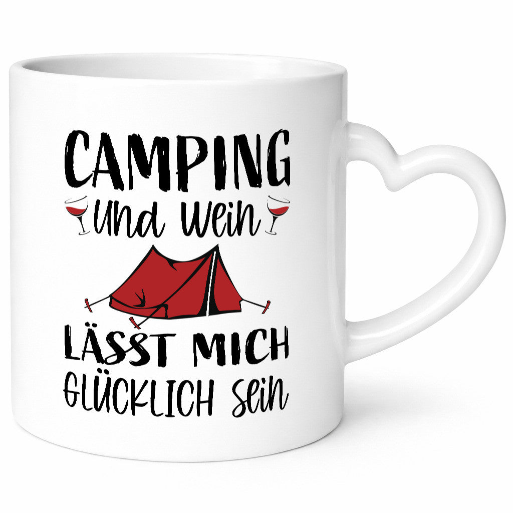 Camping und Wein, Glücklich sein | Zelt Geschenkidee Humor Tasse