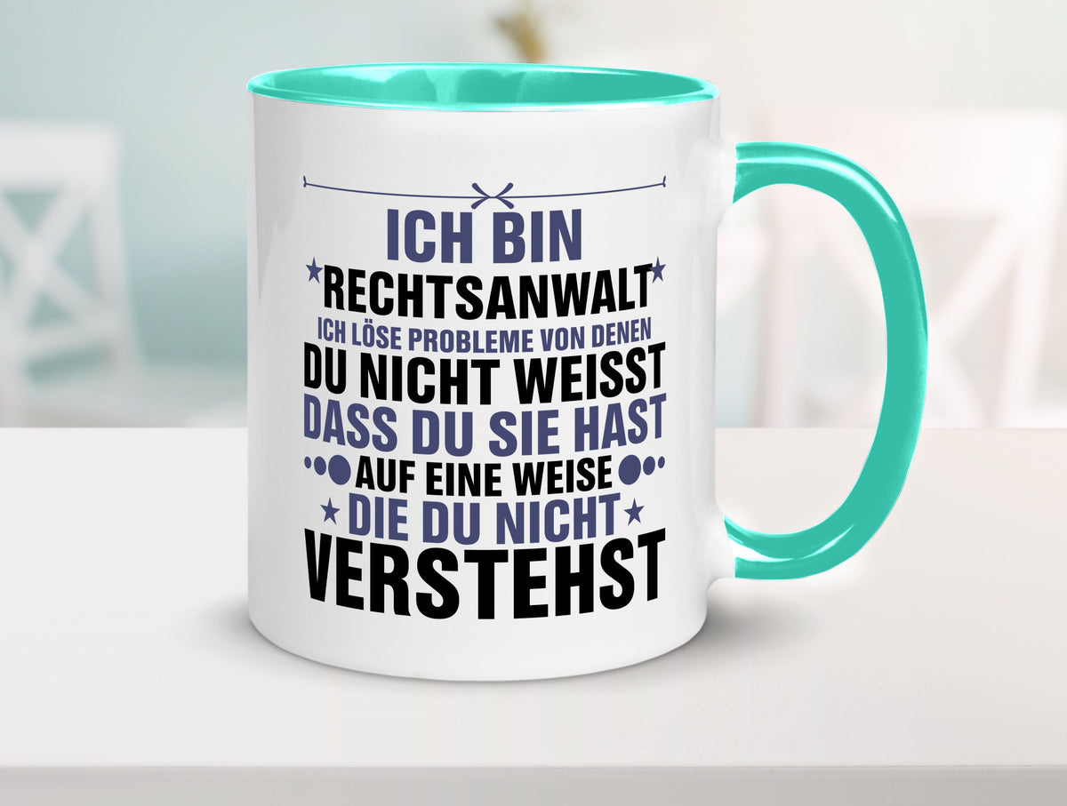 Löse Probleme: Rechtsanwalt | Anwalt Jurist v2 lustig Humor Geschenkidee Tasse