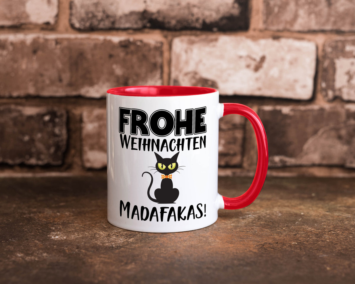 Frohe Weihnachten Madafakas! | Katze Tasse Vintage lustiger Spruch Geschenk