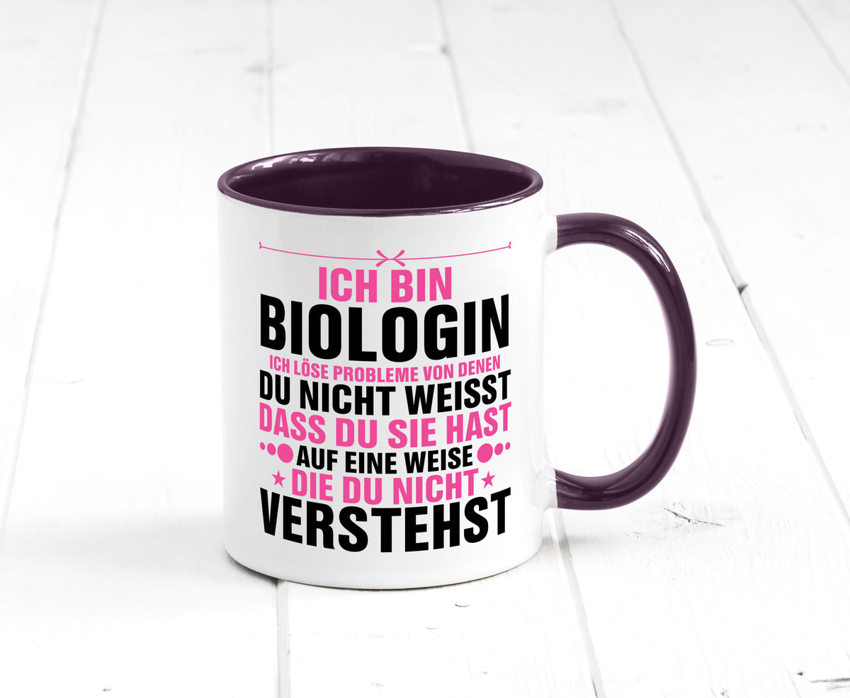 Löse Probleme: Biologin | Biologie Naturforscherin lustig Humor Geschenkidee Tasse