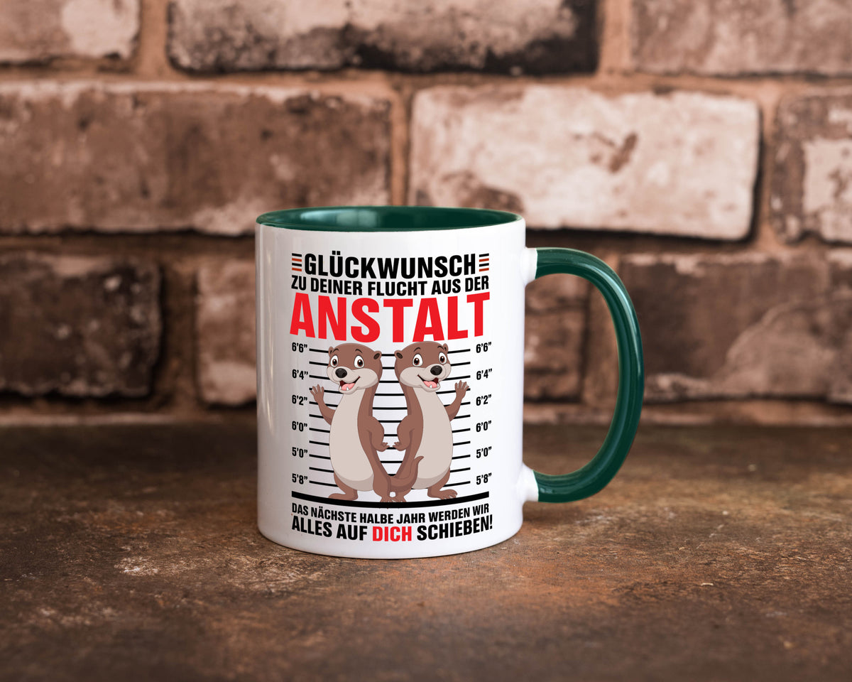 Glückwunch zur Flucht | Jobwechsel Arbeitskollegen Geschenk Arbeit Kollegen Tasse