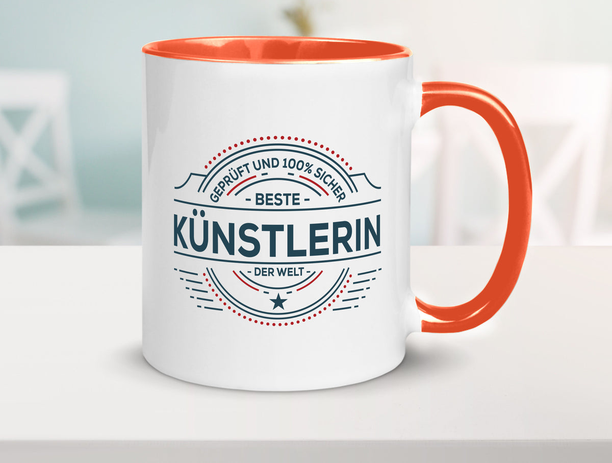 Geprüft und sicher: Künstlerin| Spruch lustig | Kunst Humor Geschenkidee Tasse