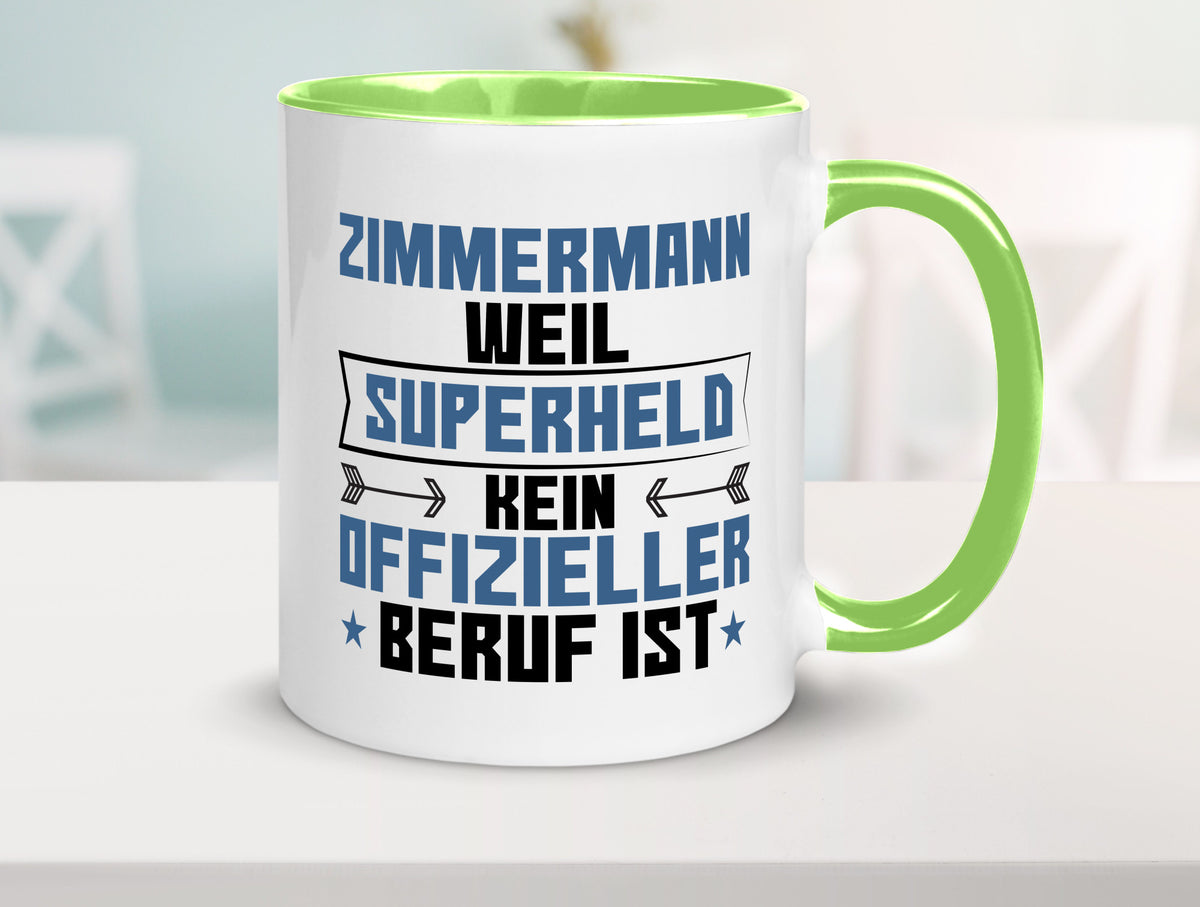 Superheld Zimmermann | Handwerker Holzbau Geschenk Humor Geschenkidee lustiger Tasse