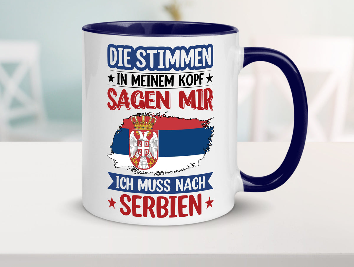 Serbien | Urlaub Stimmen in meinem Kopf Traumland v2 Geschenk Humor Tasse