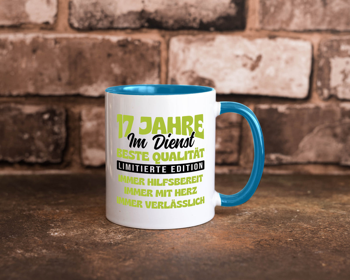 17 Jahre im Dienst | Jubiläum Arbeit v4 Geschenk Kollegen Büro lustiger Spruch Tasse