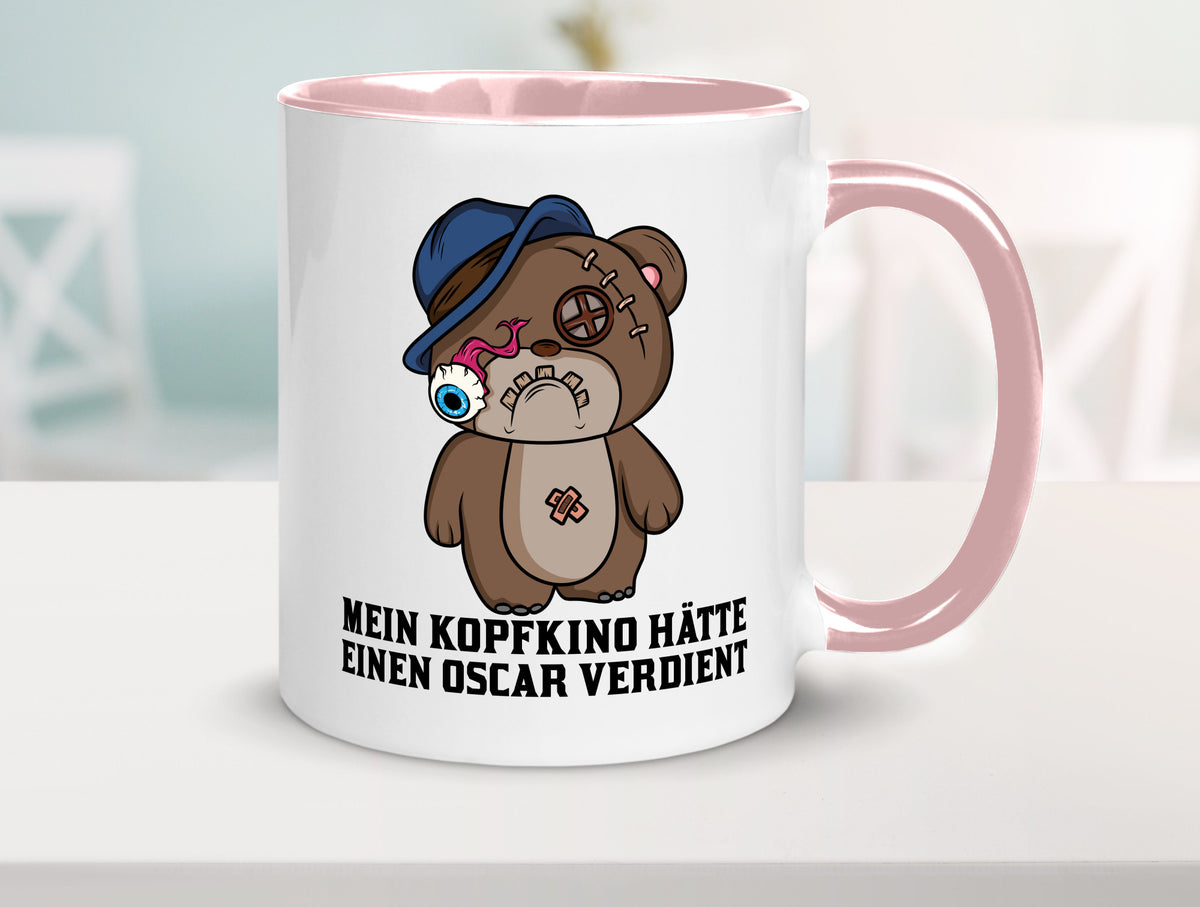 Mein Kopfkino hätte Oscar verdient | kaputter Bär Comic lustiger Spruch Tasse