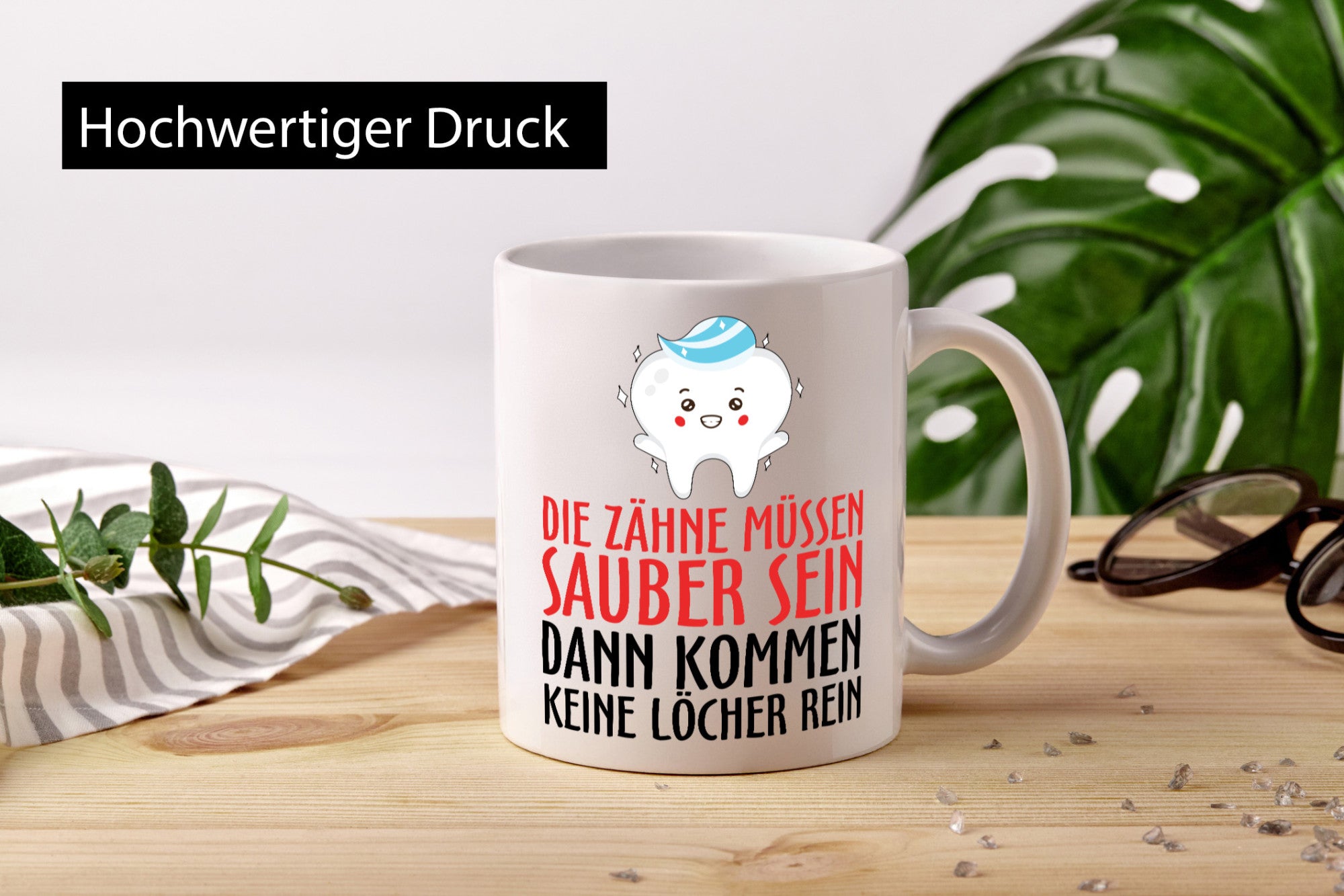 Sauber Zähne lustiger Spruch Geschenk Humor Geschenkidee Tasse