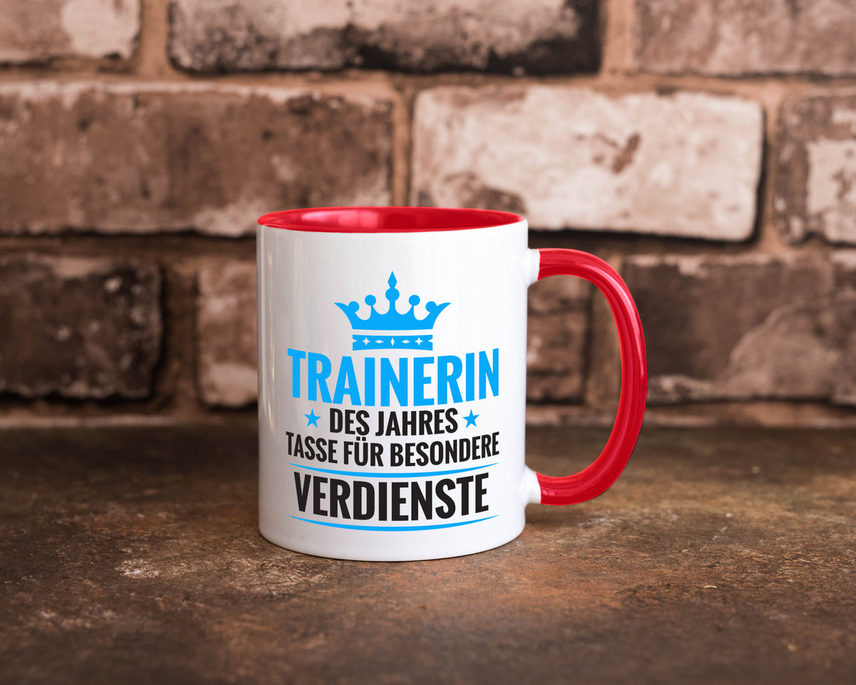 Besonderer Verdienst: Trainerin | Sportverein Humor Geschenk Geschenkidee Tasse