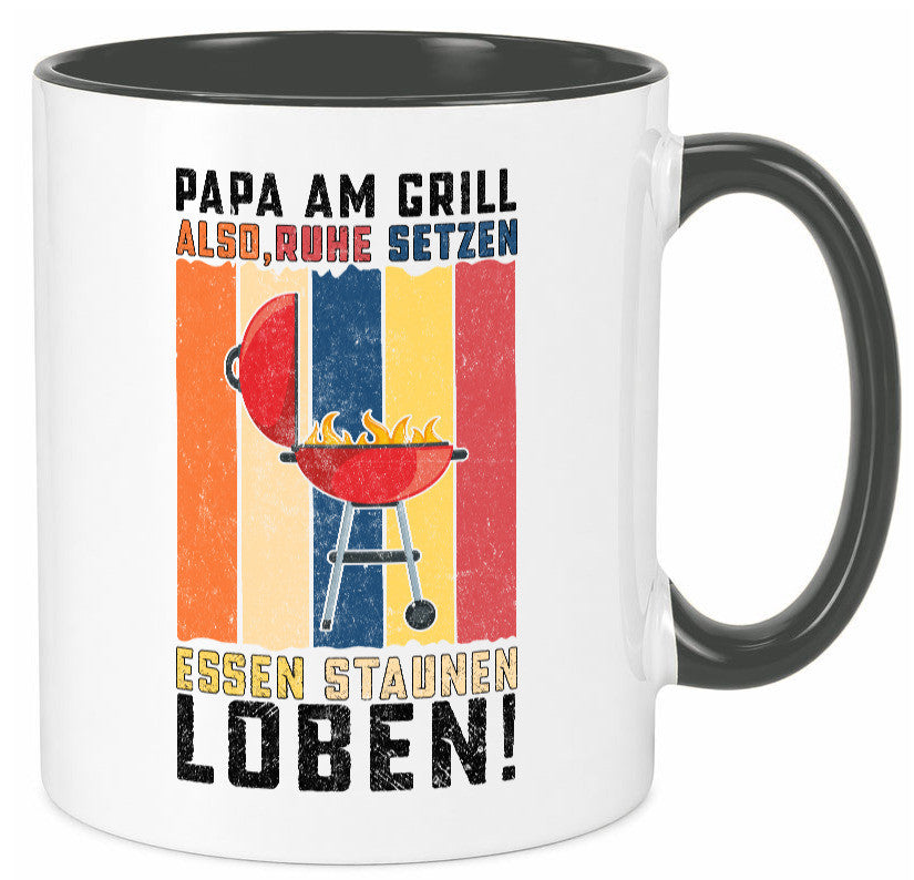 Papa am Grill | Grillmeister BBQ Grillabend v2 Geschenkidee Humor Tasse