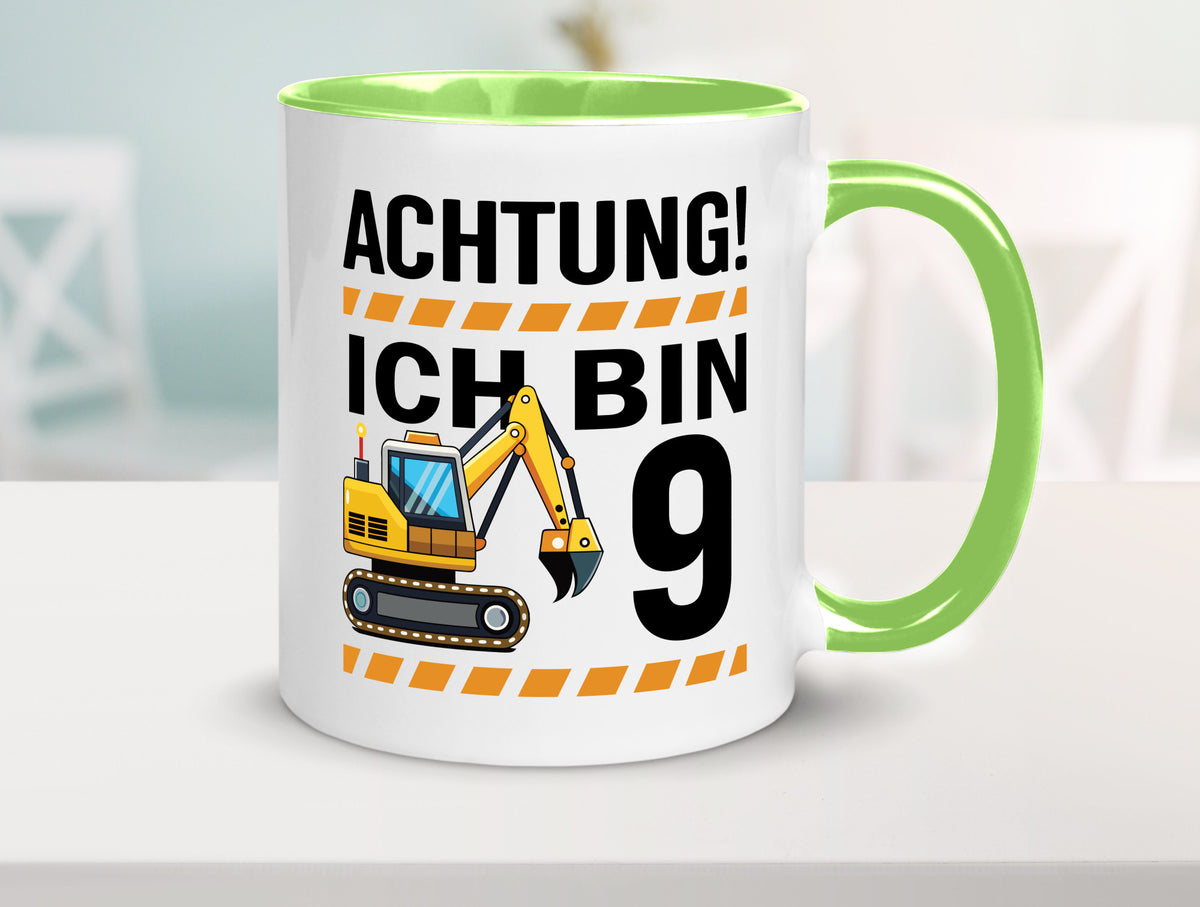 9 Geburtstag Ich bin | Bagger Junge lustiger Spruch Geschenk Geschenkidee Tasse