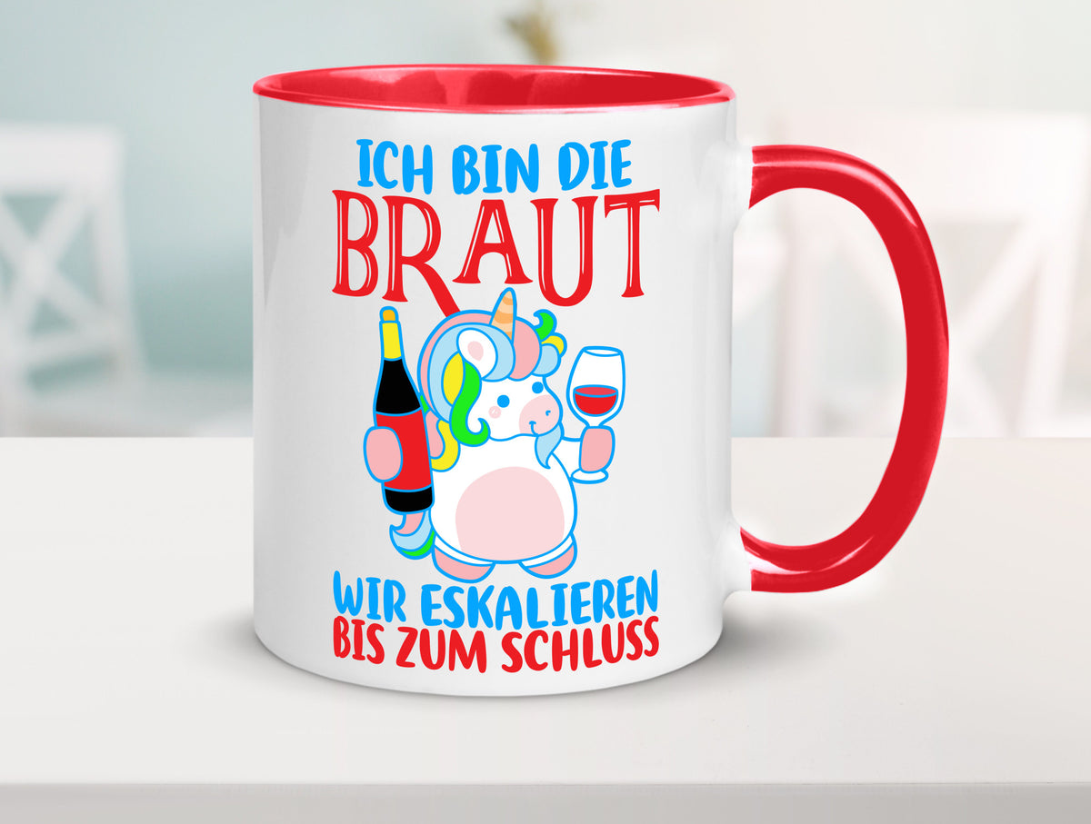 Junggesellinnenabschied | JGA Braut Einhorn Eskalation v2 lustig Humor Tasse
