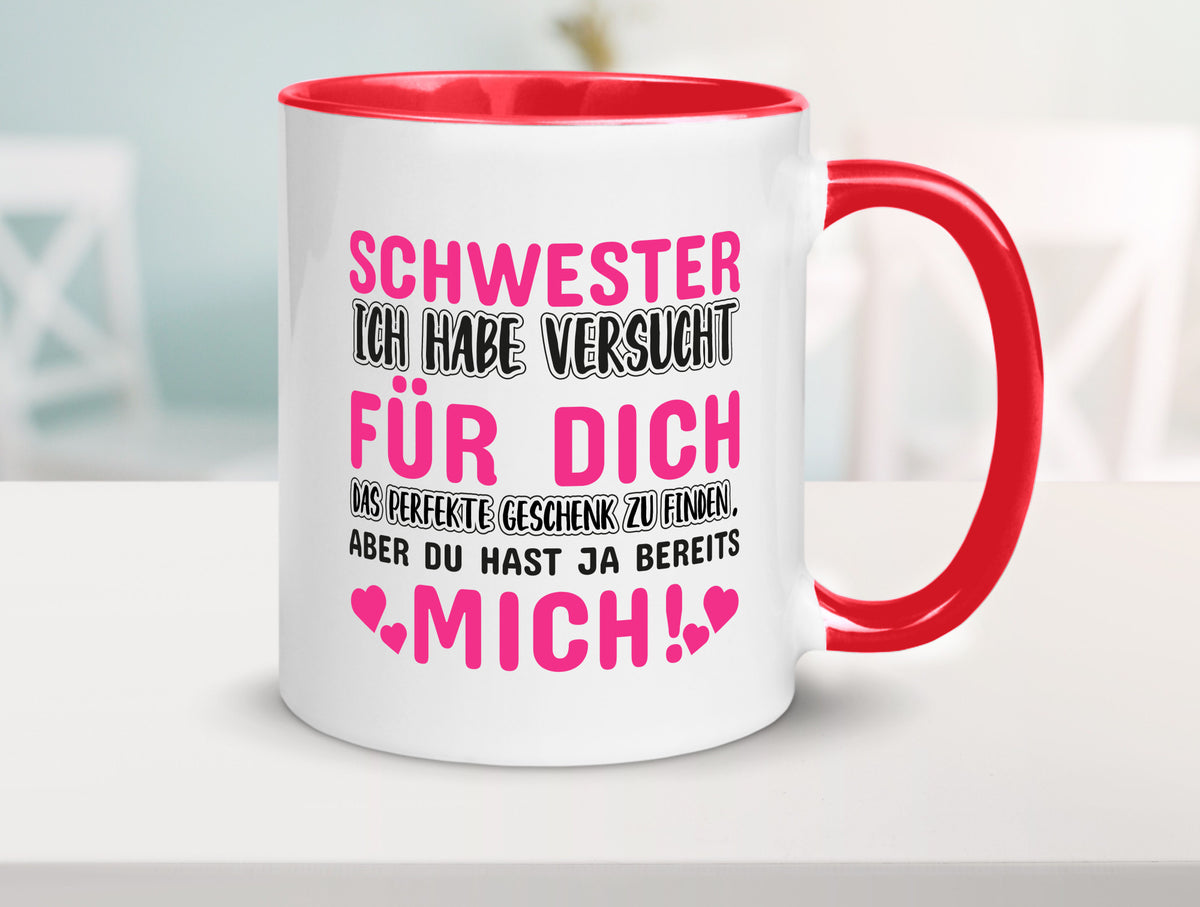 Schwester Tasse | lustiger Spruch Geschwisterliebe v2 Humor Geschenkidee