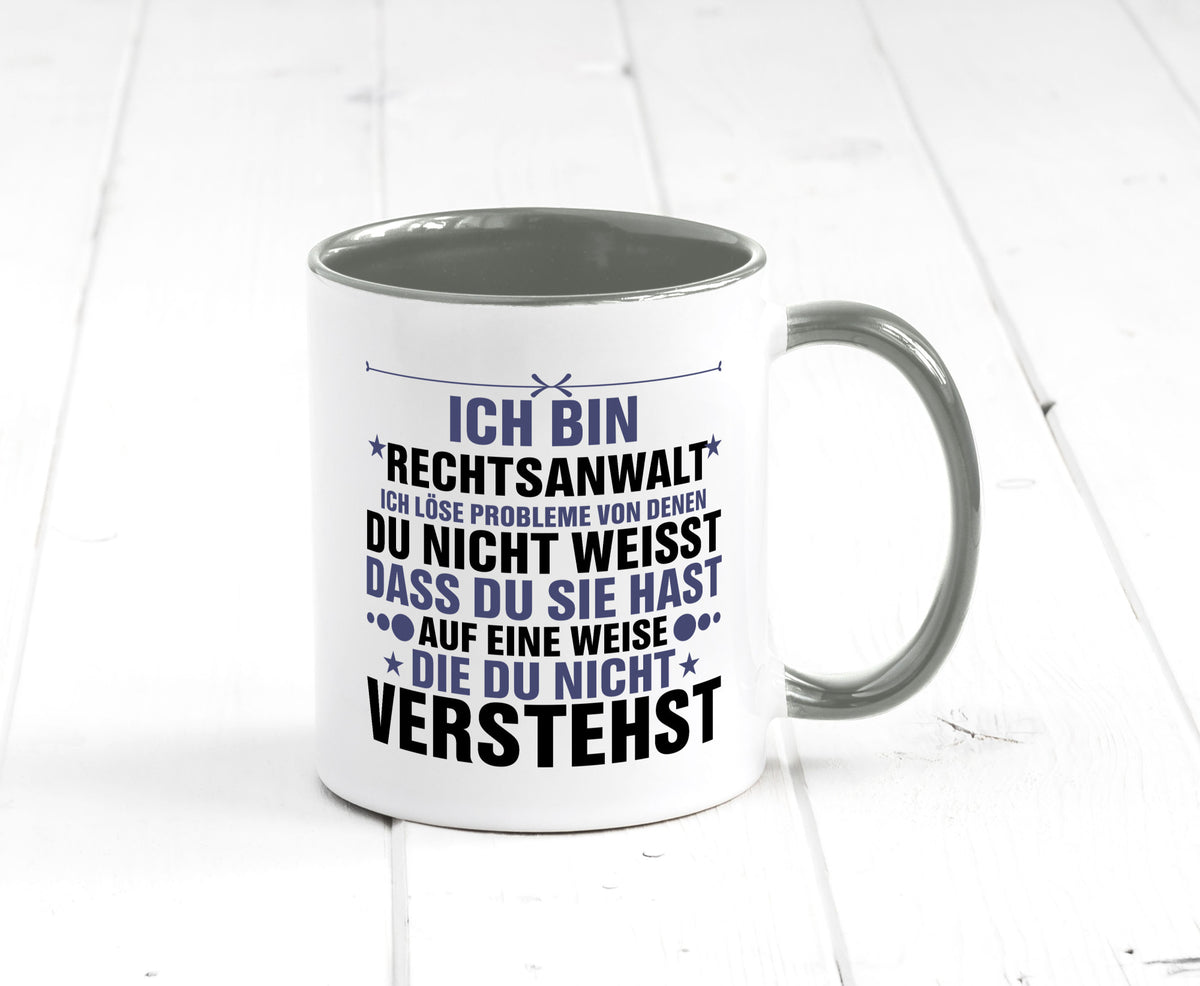 Löse Probleme: Rechtsanwalt | Anwalt Jurist v2 lustig Humor Geschenkidee Tasse