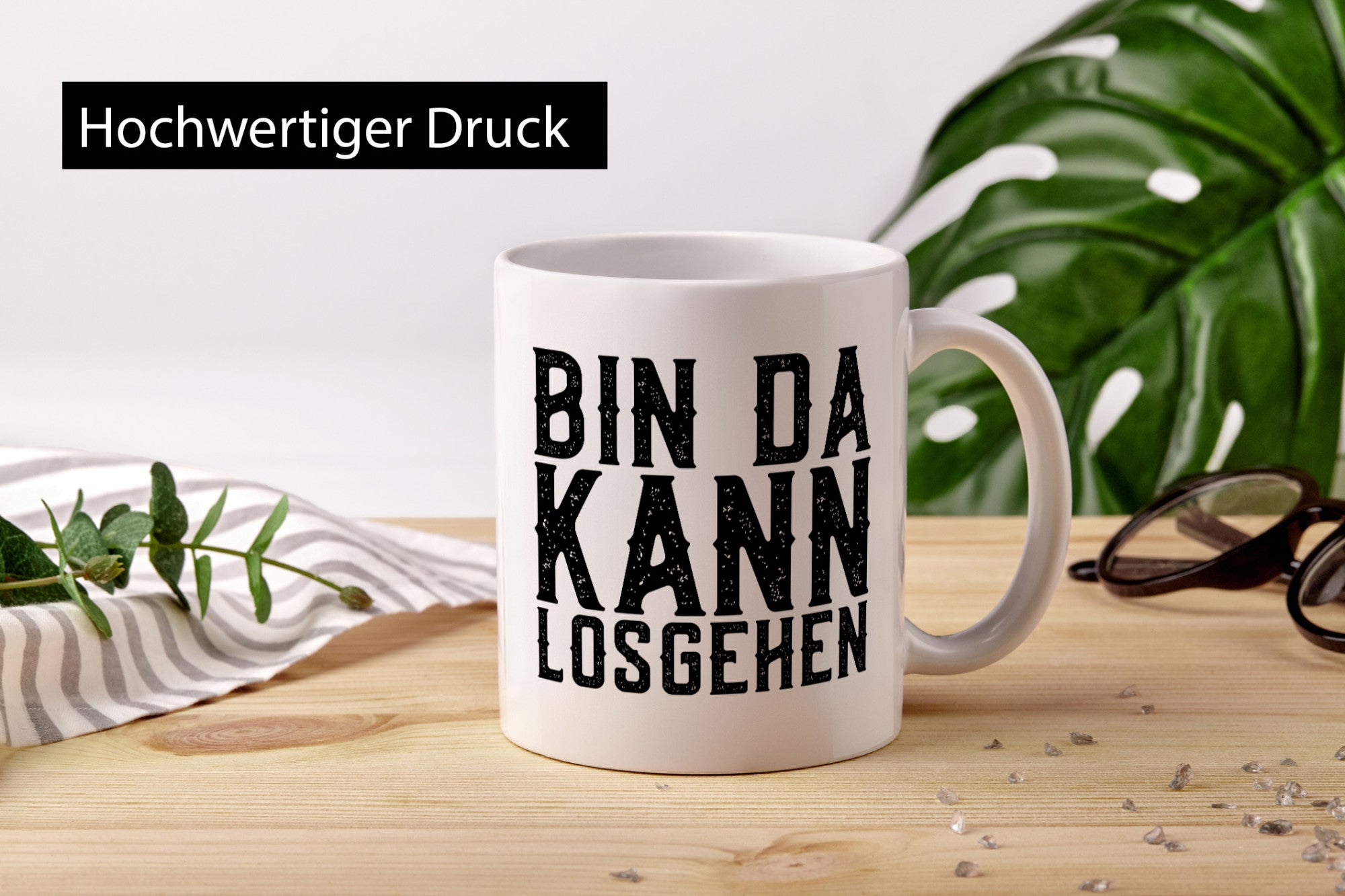 Bin da kann losgehen | Arbeit Geschenk Kollegen Büro lustiger Spruch Tasse