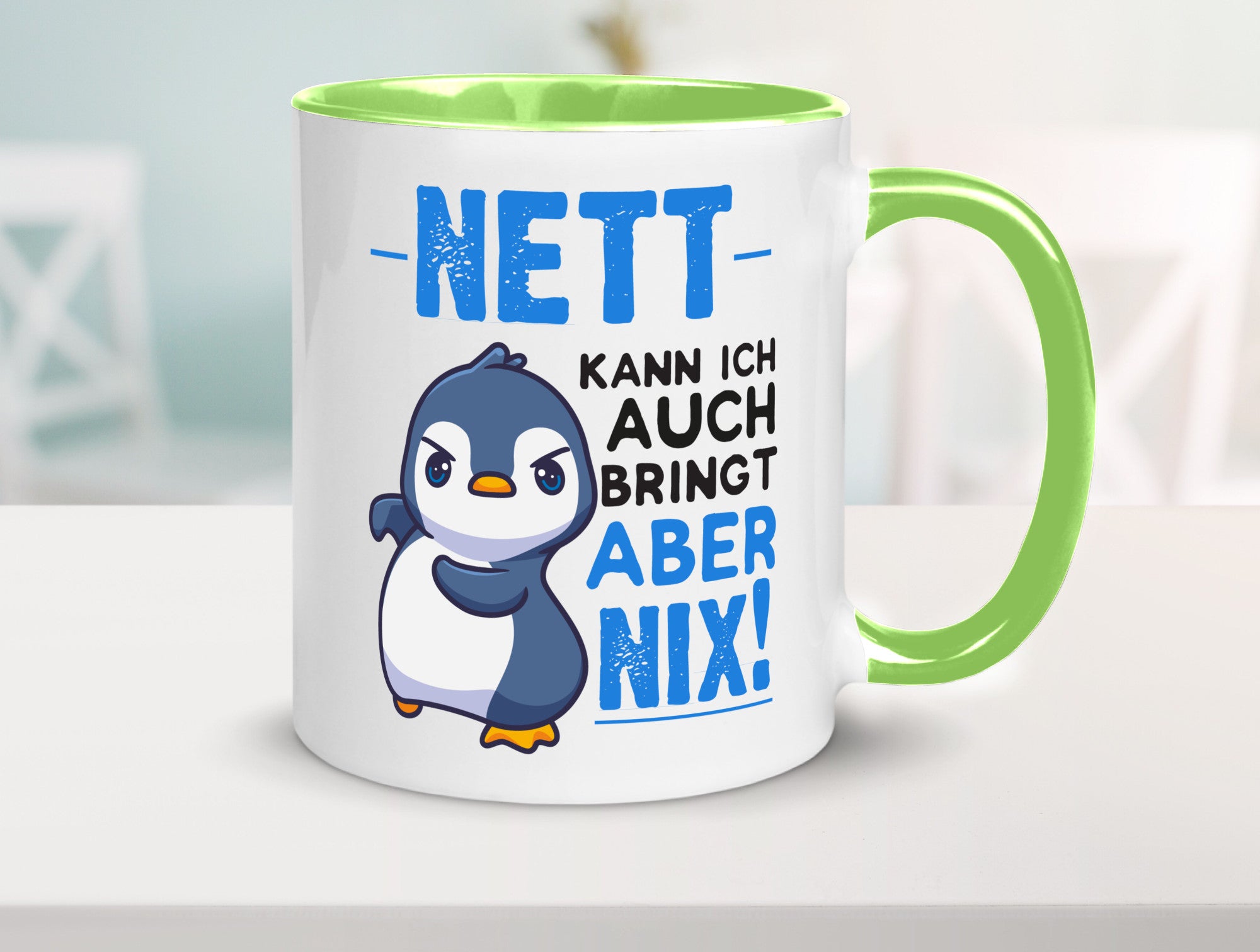 Nett kann ich auch | lustige Spruchtasse Pinguin Geschenk Humor Geschenkidee