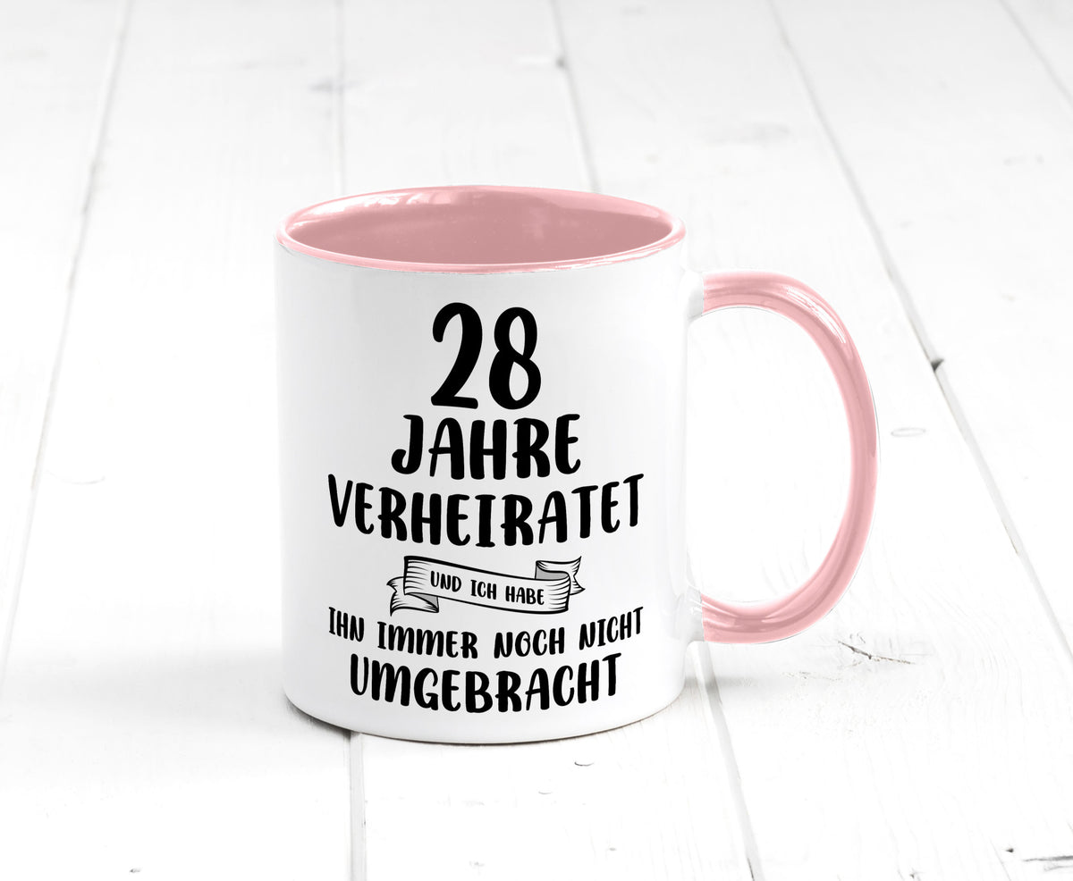 28 Jahre Verheiratet, immer noch am Leben! Geschenkidee Humor Tasse