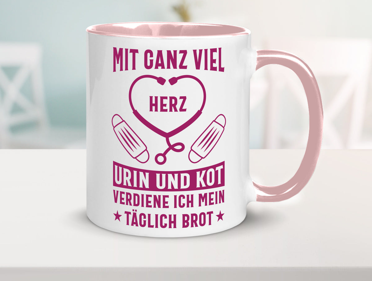 Herz, Urin, Kot, damit verdien ich mein Brot | Stethoskop Geschenk Humor Tasse