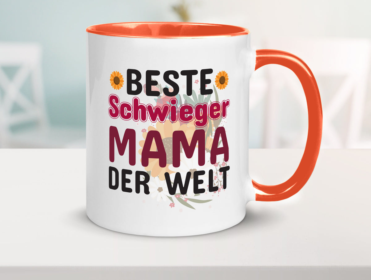 Beste Schwiegermama | Schwiegermutter Tasse Blumen Humor Familie Geschenkidee