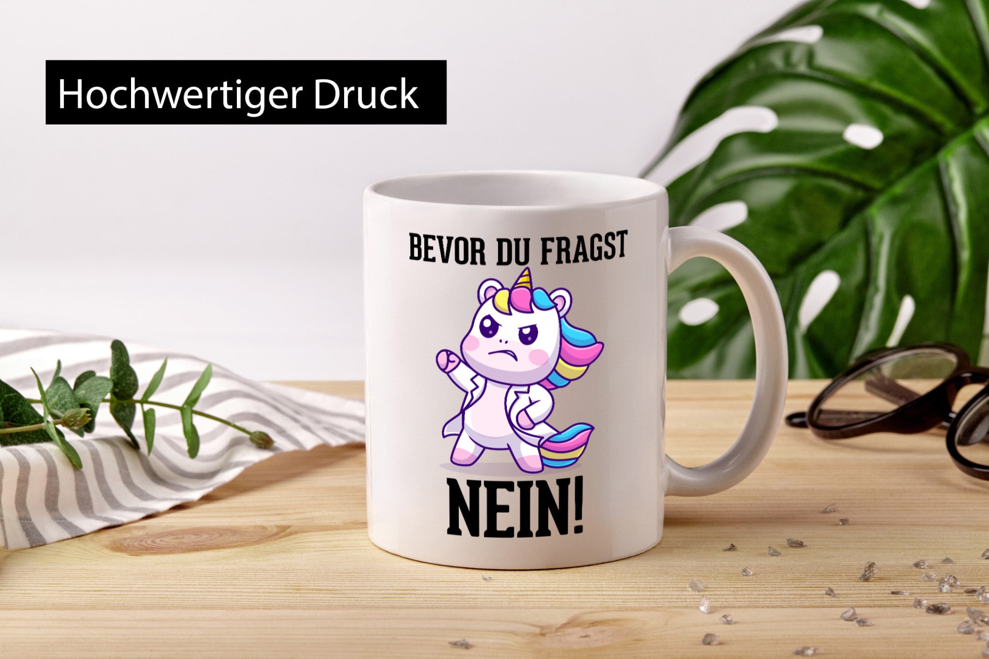 Bevor du fragst Nein | Einhorn Wütendes lustig Humor Geschenkidee Geschenk Tasse