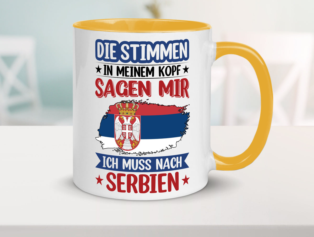 Serbien | Urlaub Stimmen in meinem Kopf Traumland v2 Geschenk Humor Tasse