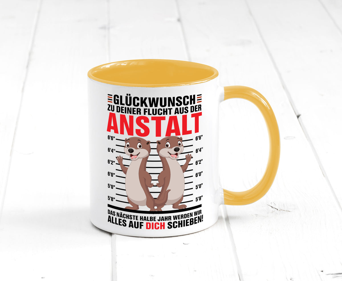 Glückwunch zur Flucht | Jobwechsel Arbeitskollegen Geschenk Arbeit Kollegen Tasse