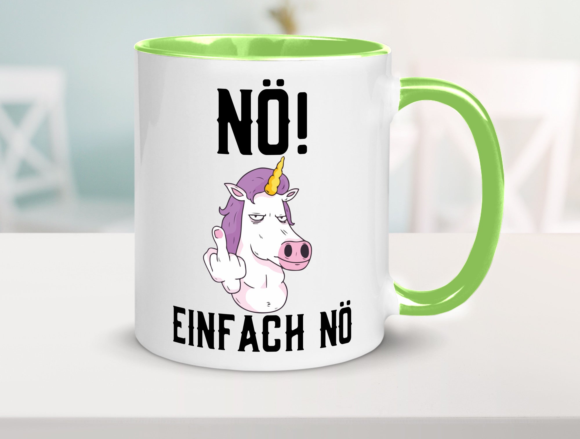 Einfach Nö | Keinen Bock Einhorn Mittelfinger Comic Geschenkidee Humor Tasse