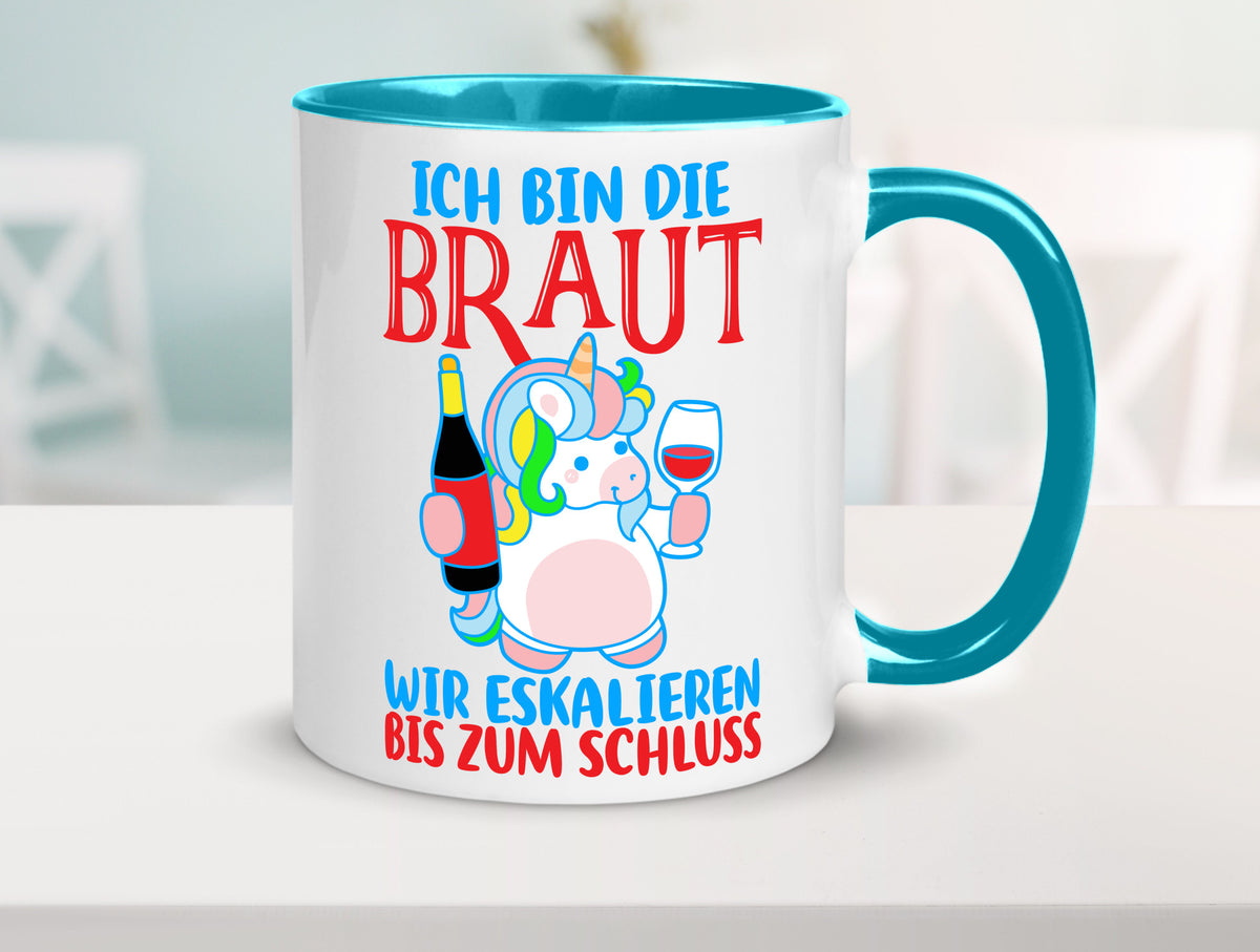 Junggesellinnenabschied | JGA Braut Einhorn Eskalation v2 lustig Humor Tasse