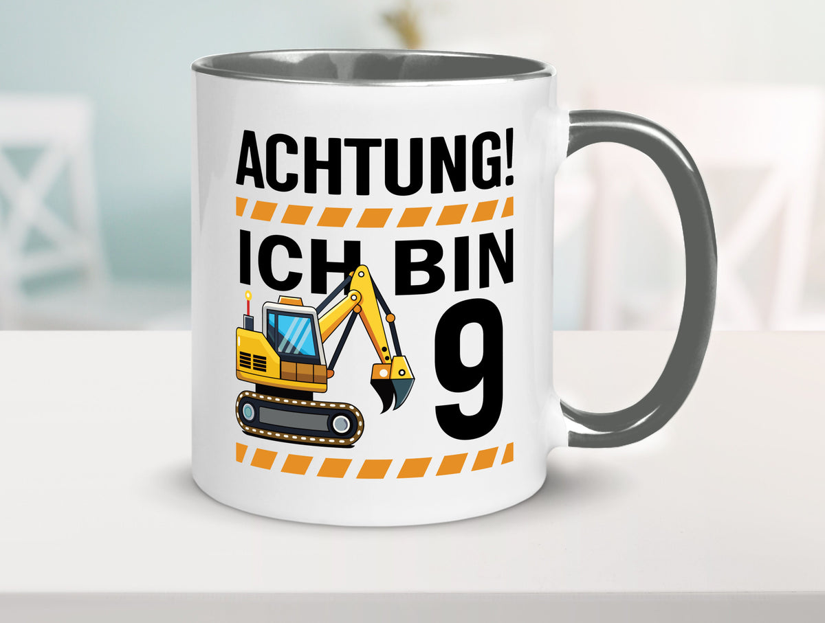 9 Geburtstag Ich bin | Bagger Junge lustiger Spruch Geschenk Geschenkidee Tasse