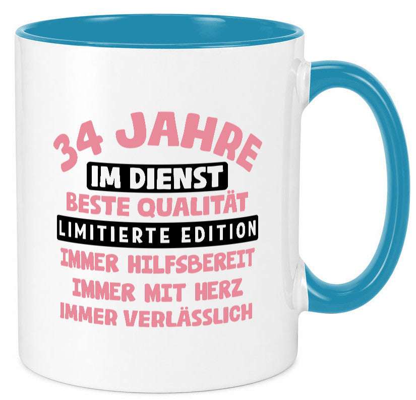 34 Jahre im Dienst | Jubiläum Arbeit v11 Geschenk Kollegen Büro lustiger Spruch